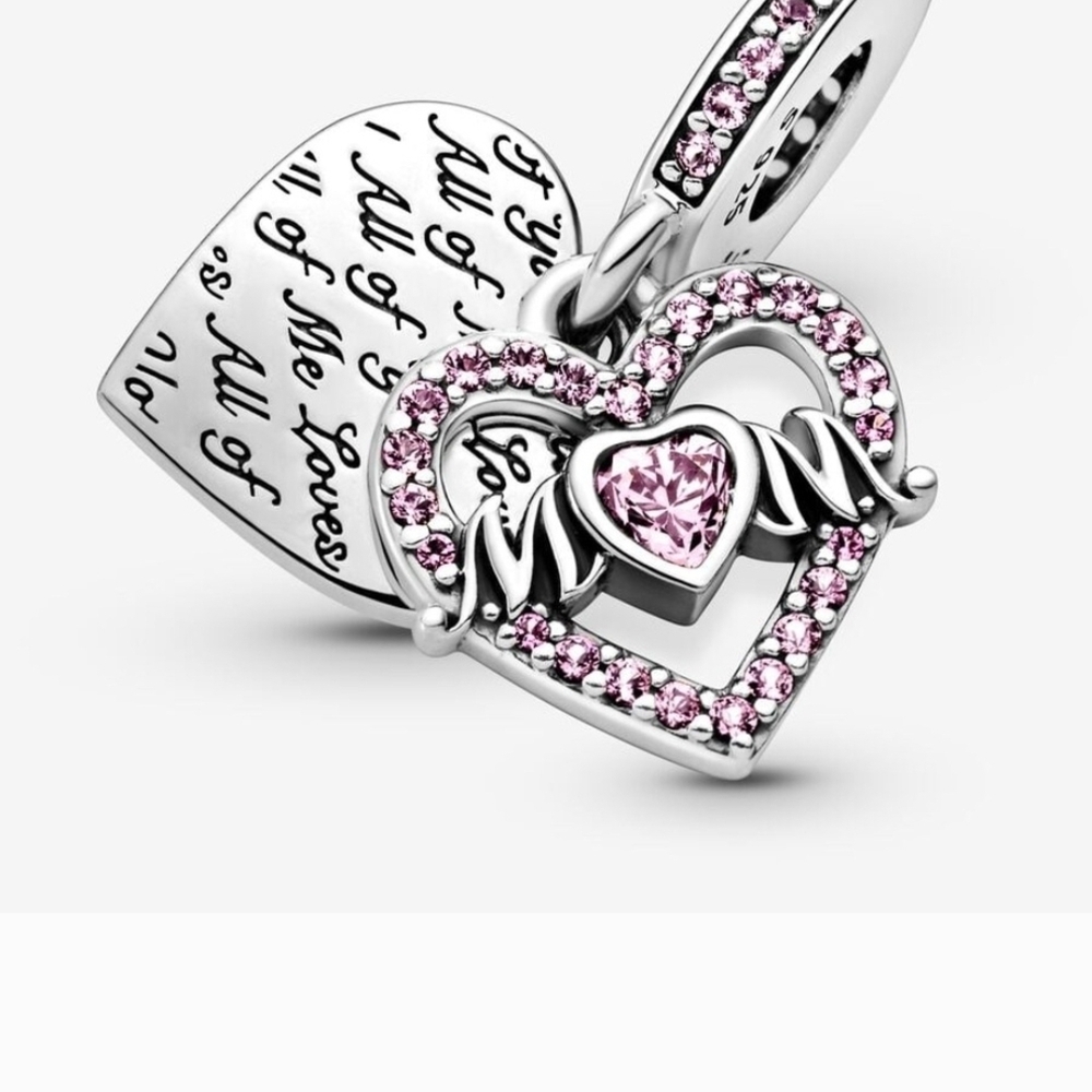 Heart-Shaped Silver and Pink Pendant Necklace